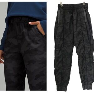 Lululemon Rare Nylon Mesh Lined Camo Joggers Pants Elastic Drawcord Waist Zipper